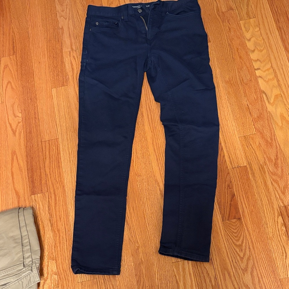 Banana Republic Blue Traveler Pants 30 x 32 athletic fit tapered leg